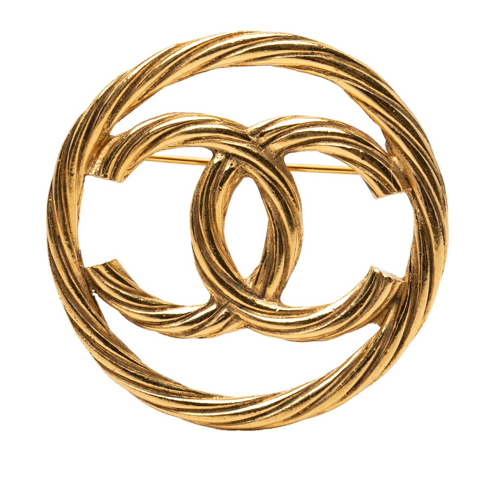 Chanel Cc Gold Plated Round Brooch Pre- #305912C55B
